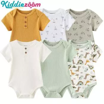 Kiddiezoom, 6 шт., детские комбинезоны, детский комбинезон, одежда для мальчиков и девочек, летние мягкие хлопковые комбинезоны с героями мультфильмов для новорожденных, костюмы 0-3Months