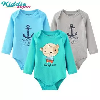 Kiddiezoom/боди из 3 предметов для маленьких мальчиков, мягкий хлопковый комбинезон с длинными рукавами и одеждой для малышей 0-12 месяцев, комбинезон с героями мультфильмов, одежда 0-3Months