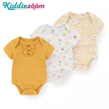Kiddiezoom, комплект из 3 предметов, детские комбинезоны, детский комбинезон, одежда для мальчиков и девочек, летний костюм для новорожденных с мультяшным принтом 0-3Months