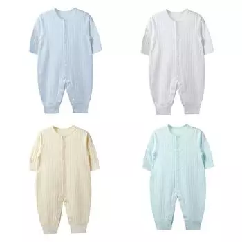 Kiddiezoom, новые комбинезоны для маленьких мальчиков и девочек, 100% хлопок, мягкий и приятный для кожи, однотонный комбинезон с рукавами, весенне-осенний комбинезон для малышей 0-3Months