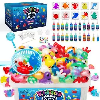 Kiditos Magic Water Elf Toy Kit with Magic Gels, Molds - Imaginative Play, Christmas Gifts, Birthday Gifts, Party Favors, and Family-Friendly DIY 8 Glow Colors
