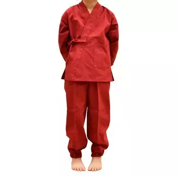 Kids 100 Tsumugi Weave Made in Japan [Ai-Ai] Samue, Style, (100, Красный)