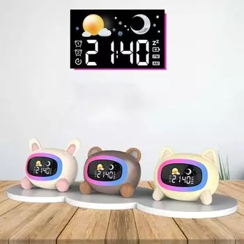 Детский будильник 1 шт., мультяшный, для сна, прикроватный, для студентов, с напоминанием о времени, цифровой экран, подсветка, зарядка