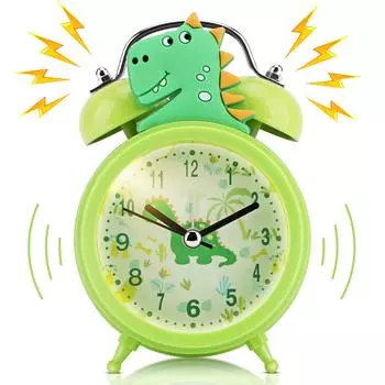 Kids Alarm Clock Cute Dinosaur Unicorn Desk Clock Double Bell Clock with Backlight Alarm Clock For Children Sleep Trainier Gifts