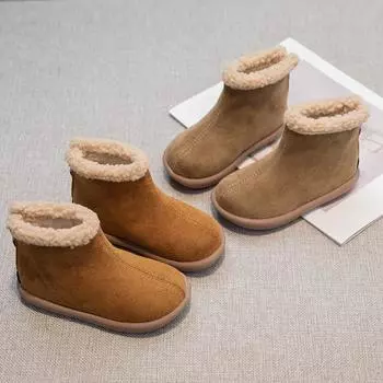 Kids Ankle Boots Fashion Children s Warm Cotton Boots Causal Round-toe Simple Girls Shorts Snow Boots Classic Winter 2024 New 21 верблюд