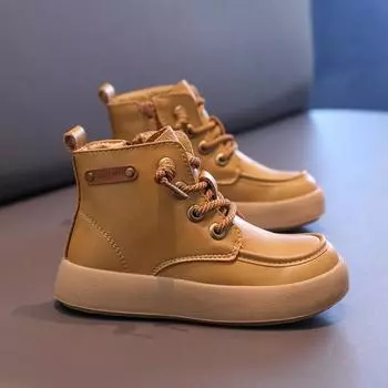Kids Ankle Boots Non-slip 2024 Spring Autumn Boys Girls Short Boots Unisex Versatile Children Motorcycle Boots Fashion Handsome 26 хаки