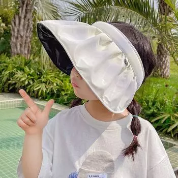 Kids Baby Summer Vinyl Sun Protective Rainbow Gradient Topless Hat Boys and Girls Sun Protection UV Protection Sun Hat C2169 kids vinyl tricolor gradient cap 2 All yards