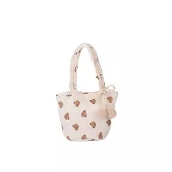 Kids Bear Baby Shoulder Bag Cute Cotton Cartoon Water Bucket Bag Outdoor Handbag Bear