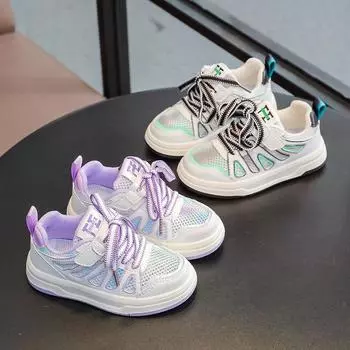 Kids Board Shoes Summer Breathable Single Mesh Boys Shoes Girls Running Shoes Students Shoes Small and Middle School Kids Shoes 27 зелёный