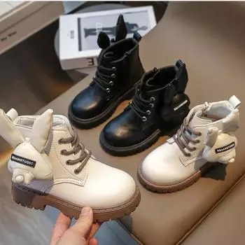 Kids Boot 2024 Autumn New Cute Cartoon Single Boot Fashion Girl Boot Children Short Boots Fashion Boots Girls Shoe Zapatos Nia 26insole16.2cm белый