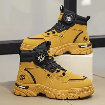 Kids Boy Black Tennis Sneakers Child High Sport Shoes Students Yellow Outdoor Hiking Shoes Plus Size Girl Ankle Boots EU:32 жёлтый