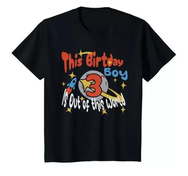 Kids Boys 3rd Birthday Astronaut Space Birthday Boys Out of World T-Shirt чёрный