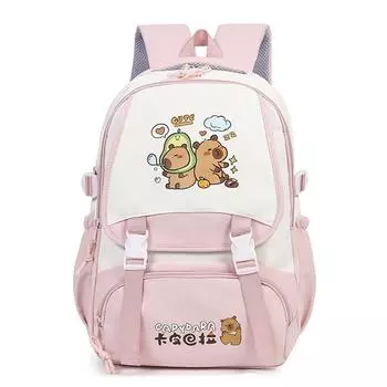Kids Capybara Pattern Backpack Ergonomic Shoulder Straps Bag For School Travel