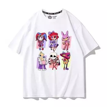 Kids Cartoon Fun The Amazing Digital Circus Printed T-Shirt Summer Fashion Comfortable 100% Cotton Teenagers Short Sleeve Top 110