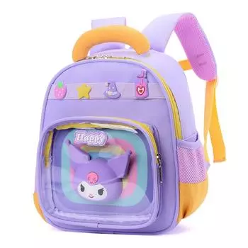 Kids Cartoon Kuromi Backpack With Breathable Features For Preschool And Daycare Purple Romi