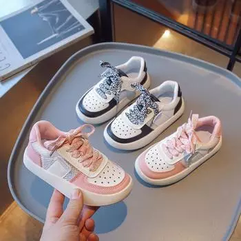 Kids Casual Shoes for Boys Girls Children Sneakers Air Mesh Breathable 2024 Spring Summer New Fashion Soft Running Sports Shoes 26 чёрный