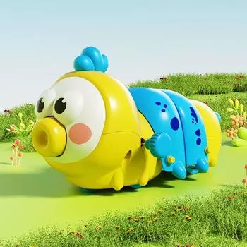 Kids Caterpillar Wind-up Toy Baby Fun Simulation Baby Winding Small Animal Mechanical Crawling Will Move and Run Lemon yellow