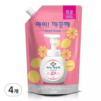 Kids Clean Antibacterial Foam Hand Soap Refreshing Lemon Scent Refill, 600ml, 4 Pieces