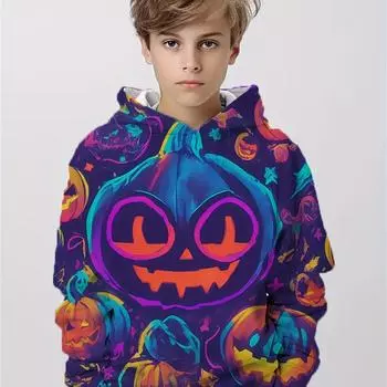 Kids Clothes Boys Halloween Hoodies Long Sleeve 3D Pumpkin Print Polyester Children Spring Fall Clothes Festive Party Girl Tops 100