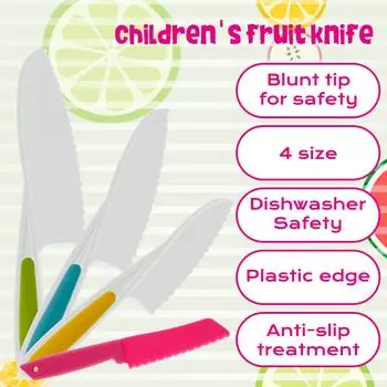 Kids Cooking Cutter Set Safe Reusable Plastic Toddler Kitchen Cutter Set with Wooden Cutter Serrated Cutter Potato Crinkle