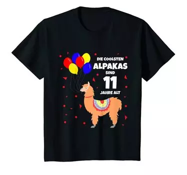 Kids Cool Alpaca Birthday 11th Year Party Balloon T-Shirt T-Shirt