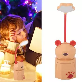 Kids Desk Lamp Cartoon Design 360 Degrees Gooseneck Eyes Protection Safe Nontoxic ABS Warm Light Kids Reading Light