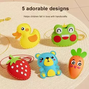 Kids Diy Hand-Sewing Craft Toy – Non-Woven Fabric Creative Ornament Kit With 5 Designs, Diy Doll Decoration Gift