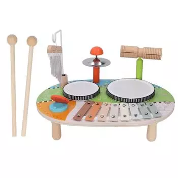 Kids Drum Set Multifunctional Drum and Wind Chimes Percussion Instrument Music Enlightenment Early E