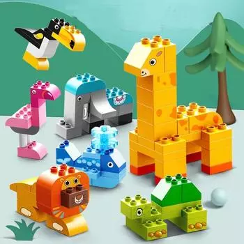Kids Duplo 102 шт. большие частицы кирпича красочные объемные кирпичи опорные плиты DIY строительные блоки блоки игрушки для детей подарочная наклейка Feelo