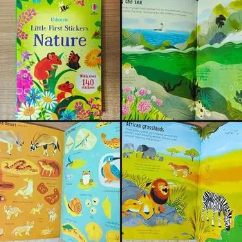 Kids English Sticker Book Scene Matching Interactive Baby Game Stickers English Cartoon Stickers Books Nature