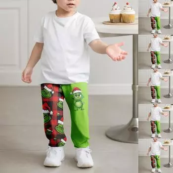 Детская мода, рождественские свободные талии, однотонные повседневные спортивные штаны для отдыха 130