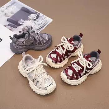 Детская модная обувь унисекс для детей, школьная спортивная обувь для бега, для мальчиков и девочек, повседневные кроссовки, дышащие, классические, противоскользящие, Ins Hot 27 бежевый