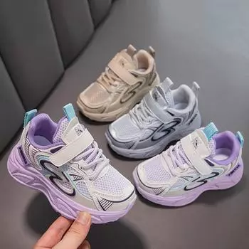 Kids Four Seasons Sneakers Girls School Casual Shoes Outdoor Breathable Running Shoes Light Soft Tenis Non-slip Children Shoes 34 фиолетовый