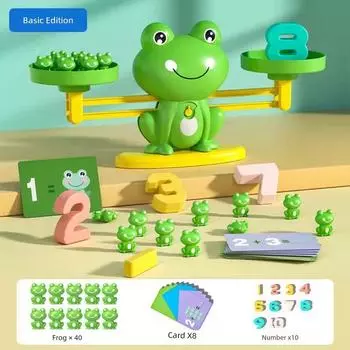 Kids Frog Digital Balance Scale Mathematical Addition and Subtraction Logical Thinking Training Matching Interactive Game Educational Toys (Video) Frog Balance 40 Solid Frog +10 Number +8