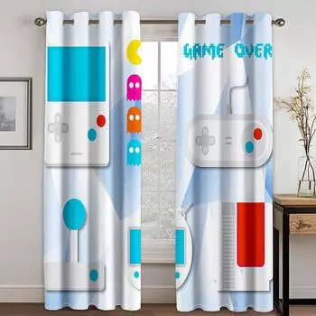 Kids Gamepad Blackout Curtains Gamer Boys Girls Colorful Game Controller Window Curtains for Living Room Bedroom Drapes Decor W132cm x H160cm&Hook