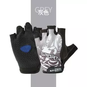 Kids Gloves Cycling Bicycle Mountain Bike Cross-Country Half Finger Silicone Shock Absorption Sports Lure Fitness Fishing Ordinary granular Non Slip [black Gray]] L