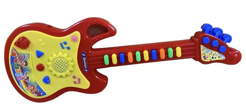 Kids guitar button type toy guitar red
