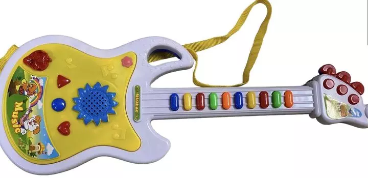 Kids guitar button type toy guitar white