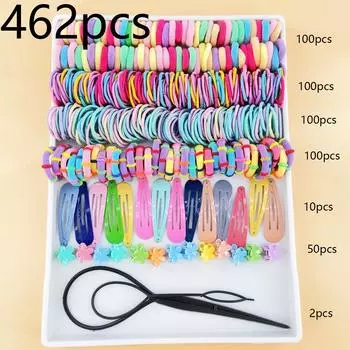 Kids Hair Clips Children Hair Accessories Set Floral Colorful Elastic Girls Hair Bands Baby Girl Barrettes Kid Hairpins Gift Set