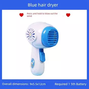 Kids Hair Dryer Children Hair Dryer Boys Toys Girls Hair Dryer Artificial Electric Washing Machine Refrigerator Fan Hair dryer (blue)-open to blow out