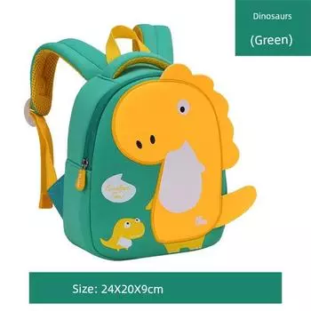 Kids Kindergarten Small School Bag Boys Girl Boys and Girls Baby Cute Spring Outing Travel Shark Backpack Single Layer Green Dinosaur small size