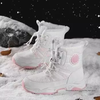 Kids Large Cotton Velvet Lined Snow Boots - Anti-Slip, Warm, Durable for Boys & Girls 36