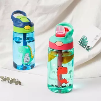 Kids Leakproof Water PP Cartoon Dinosaur Water Bottles Water Sippy Cup Feeding Cups Children s Cups синий