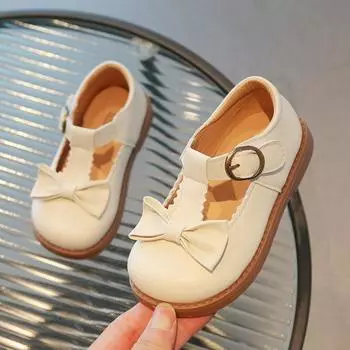 Детские кожаные туфли с вырезами, нескользящие туфли принцессы для девочек, милые модные детские повседневные школьные туфли для ходьбы на плоской подошве, черные, бежевые 21 чёрный