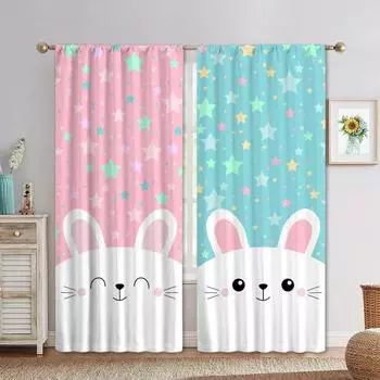 Kids Like Cute Critters Curtains 3D Digital Print Bedroom Living Room Curtains 2 Panels 100W130H(CM)40x51in&Hook