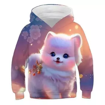 Kids Loose Hoodies Children s Cat Sweatshirt Autumn Child Cartoon Hoodie Girl Coat Long Sleeve 3-12Y Girls Graphic Casual Top 140cm