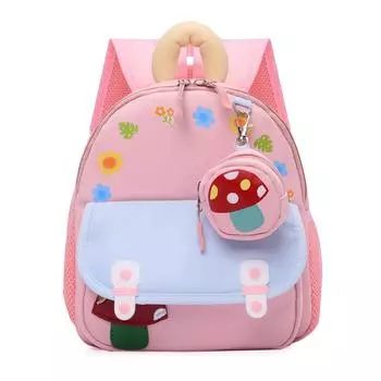 Kids Preschool Mushroom Backpack Cartoon Print Wear Resistant Polyester Fabric