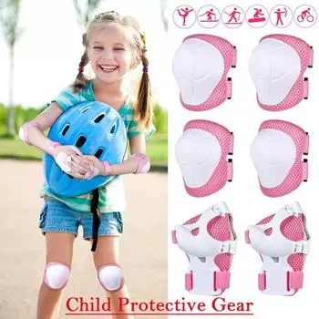 Kids Protective Gear Set Knee Pads For Kids 2-8 Years Toddler Knee And Elbow Pads With Wrist Guards For Skating Cycling Bike Rollerblading Scooter One Size розовый