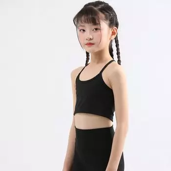 Kids Quick-Drying Double Layer Anti-Embarrassment Yoga Vest Children s Nipple Coverage Sports and Fitness Running Base Intimates Single piece small vest: Black 135-145cm(XL code)