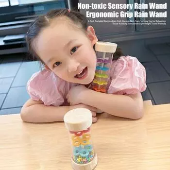 Kids Rain Stick Toy Babies Rainfall Rattle Tube Toddlers Educational Beaded Raindrops Rainstick Shaker Sensory Auditory Musical Instrument Toy S